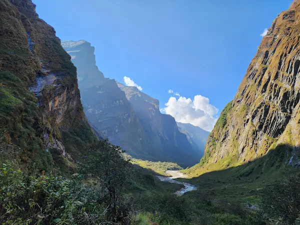 Valley landscape on the Annapurna Base Camp trek route in Nepal