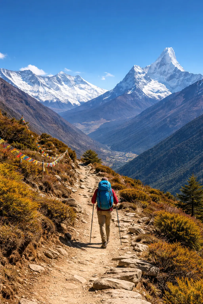 Best time to trek in Nepal with clear mountain views on a Himalayan trekking trail