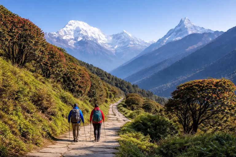 Best trek in Nepal for beginners on a stone trail in the Annapurna region